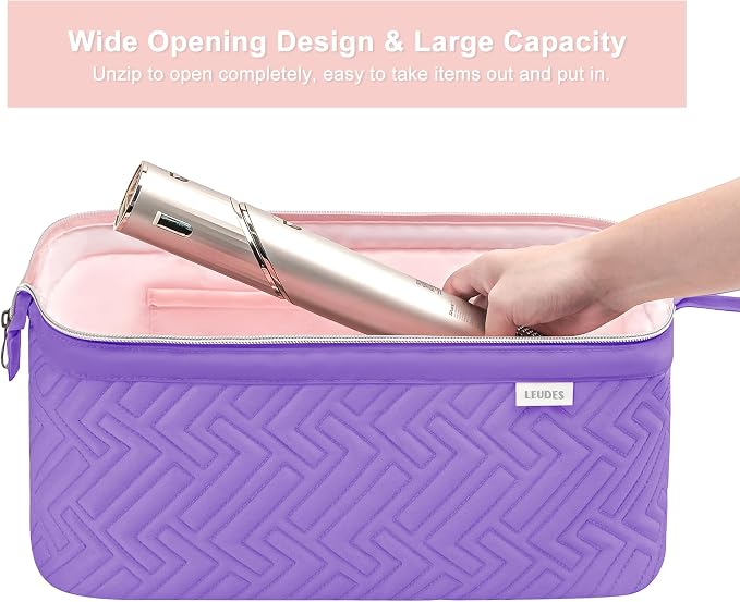 Leudes Hair Tools Travel Bag for Shark Flexstyle Carrying Case Portable Shark Hair Air Wrap Dryer Case Waterproof Dustproof Flat Curling Iron Travel Organizer (Purple)