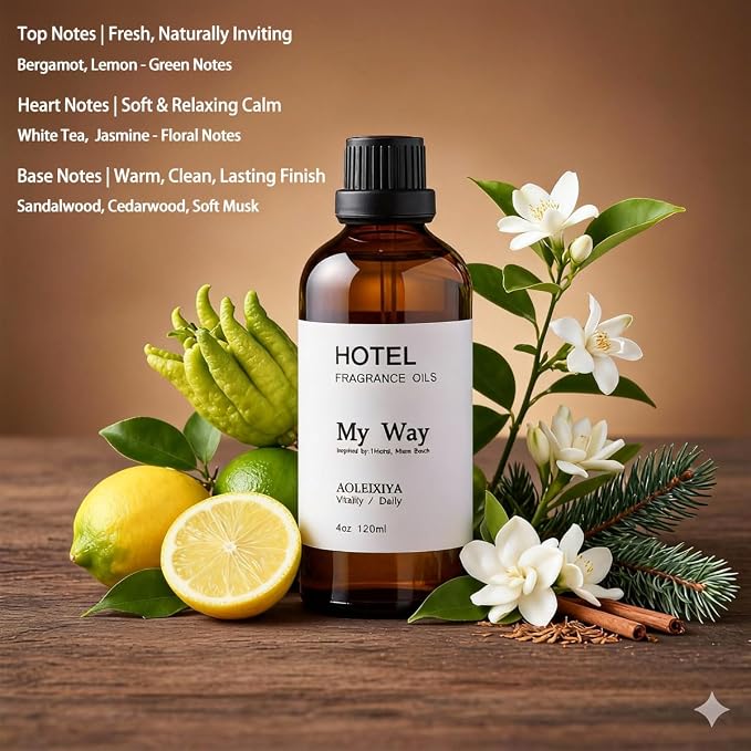 My Way Diffuser Oil Waterless Hotel Essential Oils for Diffusers for Home Inspired by The 1 Hotel Miami Scent - Premium Hotel Collection Diffuser Oil - 4 Fl Oz (Pack of 1)