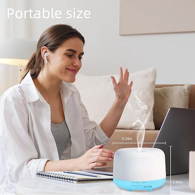 Marchred 300ML Essential Oil Diffuser with Remote Control, 7 LED Color Changing Light, 8 Hour Cool Mist Fragrance Air Humidifier