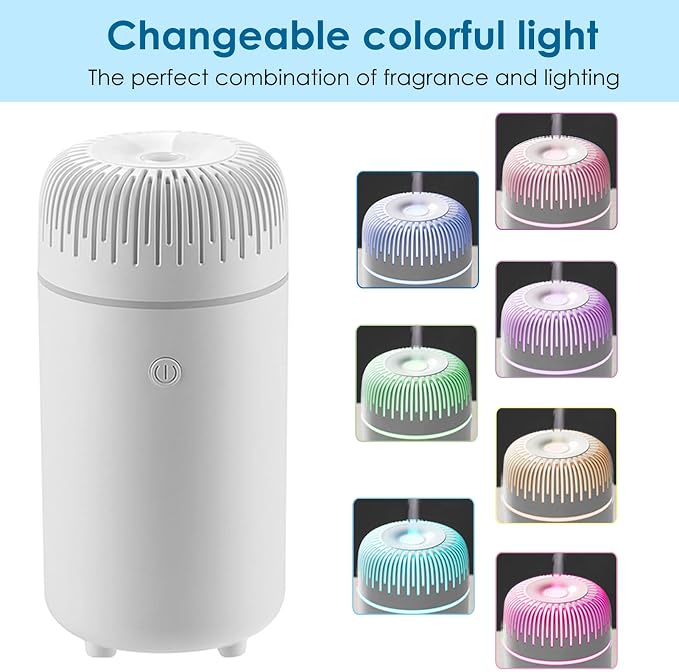 Car Diffuser Humidifier USB Aromatherapy Essential Oil Air Freshener USB Cool Mist Mini Portable Diffuser for Car Home Office Bedroom (White)