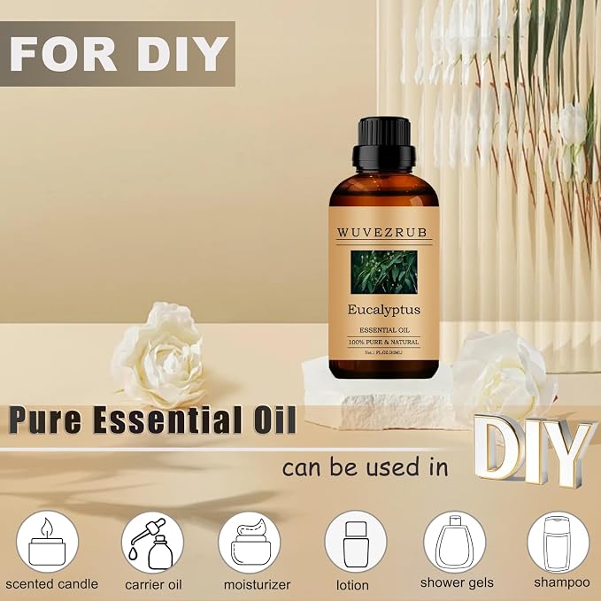 Eucalyptus Essential Oil, 30ML 100% Pure and Natural, for Aromatherapy Diffuser, Skin Care, Cold Relief
