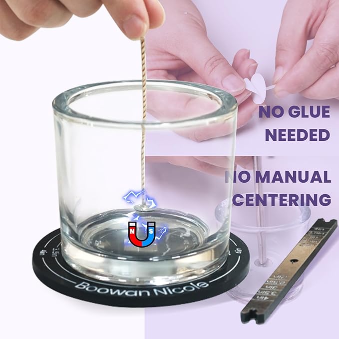BOOWAN NICOLE Universal Wick Centering Setter Tool for Candle Making - Center & Set Wicks in 1 Second, Wick Holder for Most Candle Jar & Refill Sizes (A0355)