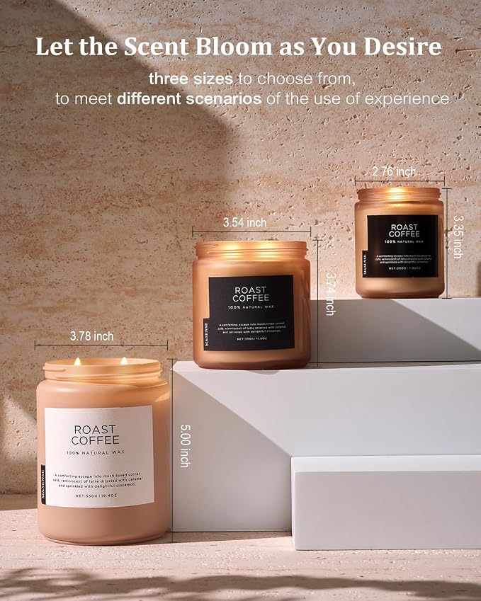 M&SENSE Coffee Scented Candles for Home, 19.4oz Soy Candles Non Toxic, 110 Hours Long Lasting Slow Burn, Home Smelling for Stress Relief Relaxation, Housewarming Gifts for Kitchen & Women Men