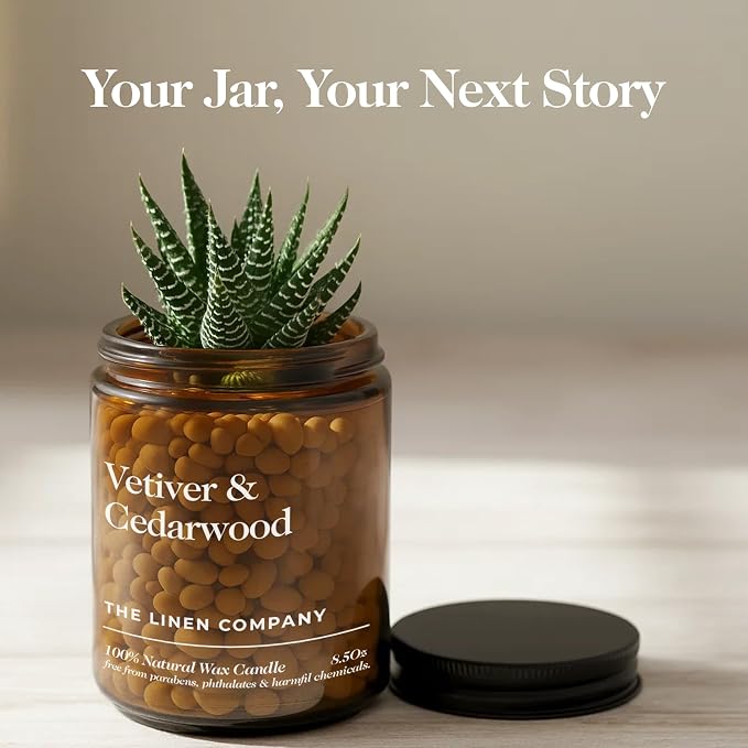 Hand Poured Non Toxic Candles - Vetiver & Cedarwood Fall Candles with Premium Natural Wax - Aromatherapy Scented Candles with Fir, Lemon Peel, Black Pepper & Musk Notes - 8.5 Oz, 45 Hrs Burn Time