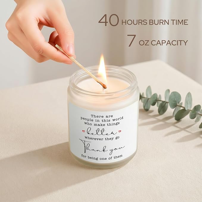 Thank You Gifts for Women, Thank You Candle, Appreciation Gift for Women Friends Teacher Nurse Doctor Coworkers Employee,Retirement Farewell Gifts, 7Oz Lavender Scented Candle