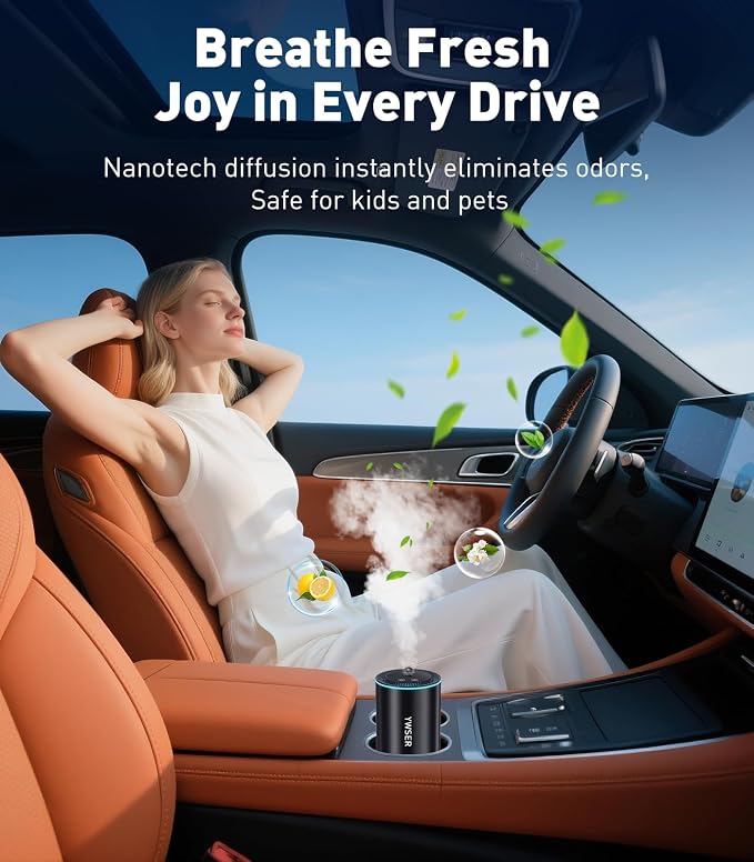 Smart Car Air Freshener, Car Air Freshener Diffuser with Starry Sky Projection and 50ml Perfume, Auto On/Off Intelligent, 3 Mode Adjustable Rechargeable Aroma Diffuser, Cologne