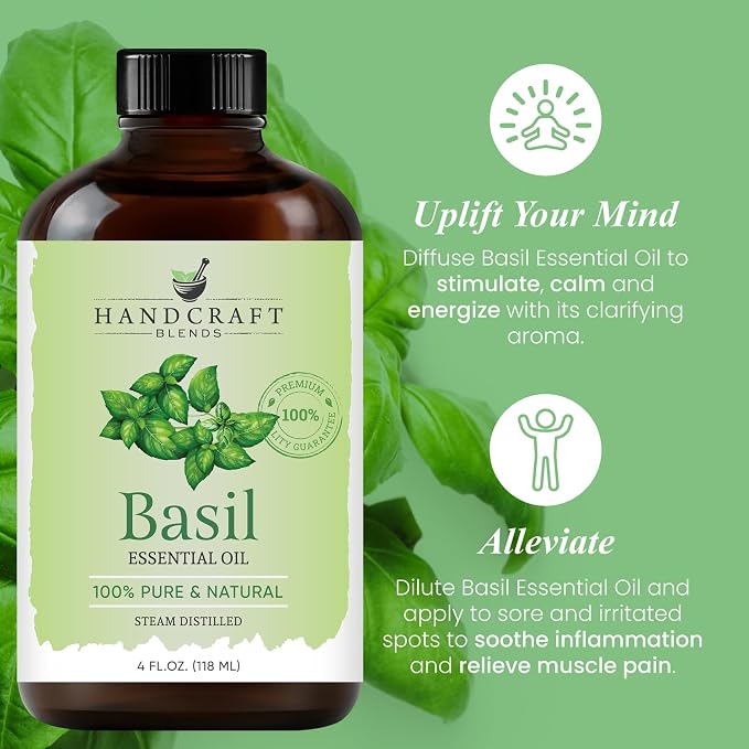 Handcraft Blends Ultimate Herbal Focus Set: Rosemary and Basil Essential Oils – (2 x 4 Fl Oz) – 100% Pure & Natural – for Diffuser, Aromatherapy, and DIY Projects