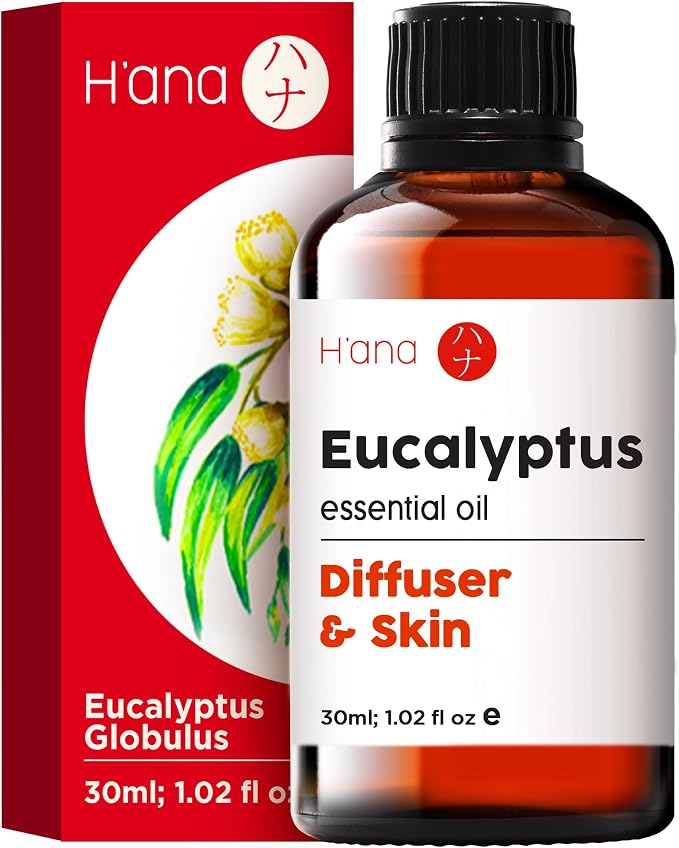 H'ana Eucalyptus Oil - 1.02 Fl Oz Eucalyptus Essential Oil for Hair, Skin, Diffuser, Aromatherapy & DIY