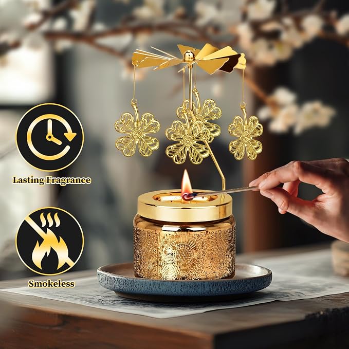 Nialnant Shamrock Candle Gifts for Women, Rotatable Lavender Scented Candles for St. Patrick's Day Party Decoration, Birthday Gifts for Mom Wife Sister Girlfriend Colleagues Friends