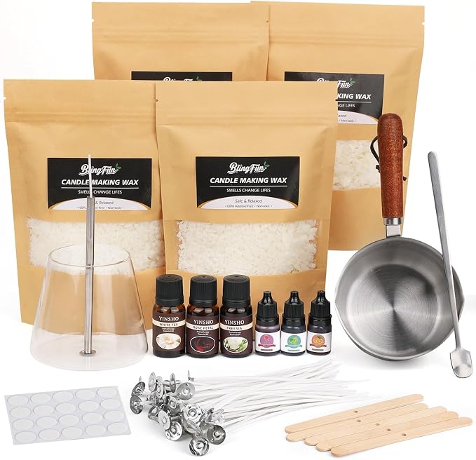 Candle Making Kit for Beginners, Soy Wax Candle Making Supplies with Natural Soy Wax, Essential Oils, Melting Pot, Candle Dye & Candle wicks ,Wick placing tube ,DIY Home Craft Gift for Adults & Women