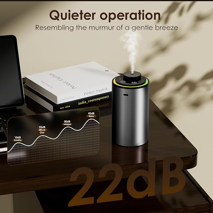 Waterless Essential Oil Diffuser, Portable Aromatherapy Diffuser,3 Countdown Timers & 3 Mist Levels for Home, Room, Car, Office