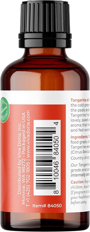 Viva Doria Tangerine Essential Oil, 100% Pure, Natural Essential Oil, Undiluted, for Aromatherapy | Food Grade, 30 mL (1 Fluid Ounce)