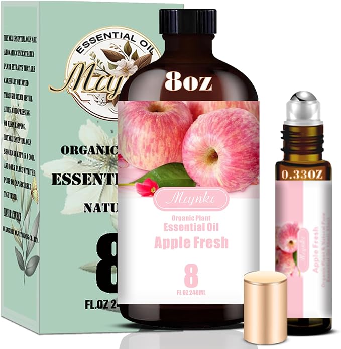 Apple Essential Oil, Apple Oil for Diffuser, Humidifier, DIY Candle, Soap, Fresh Scent, Kitchen, Home, Gift Ready,Apple Fragrance Oil - MLYNKL Essential Oils (8.33 fl oz / 250ml)