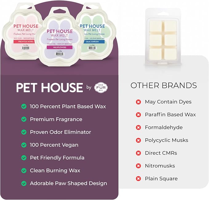 Pet House Lavender Green Tea, Scented Wax Melts - Long-Lasting Plant Based Soy Wax Melts Pet Friendly Pack of 4