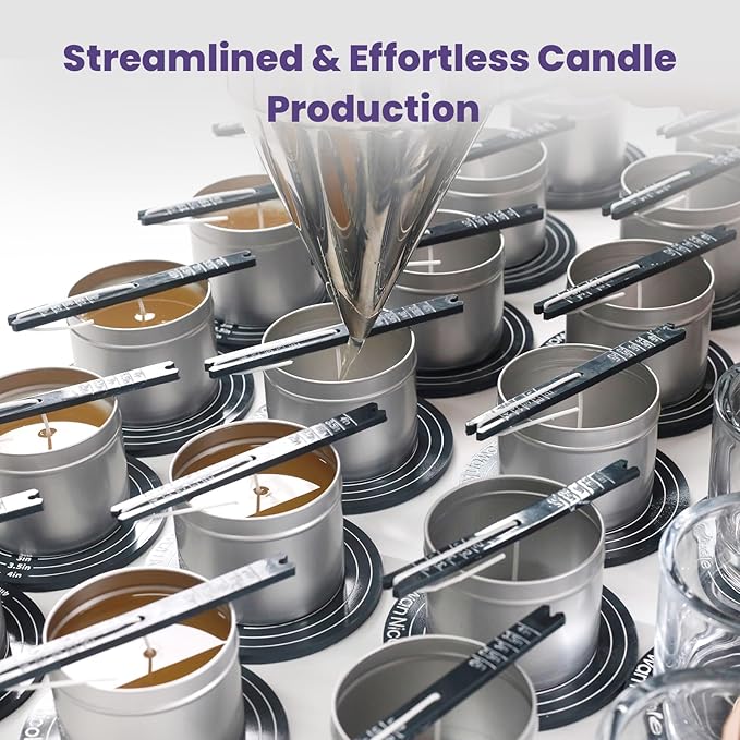 BOOWAN NICOLE Universal Wick Centering Setter Tool for Candle Making - Center & Set Wicks in 1 Second, Wick Holder for Most Candle Jar & Refill Sizes (A0352), Black