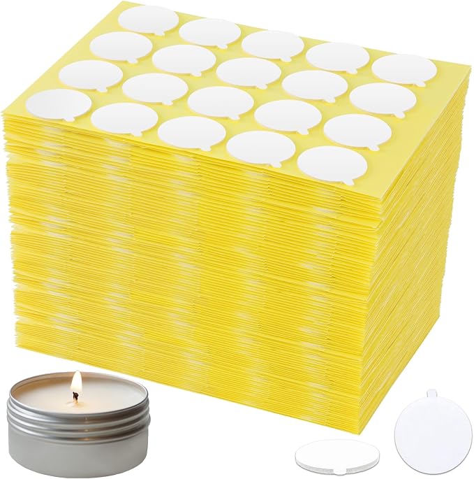 960Pcs Candle Making Wick Stickers, Heat Resistance Double-Sided Wick Stickers with The Little Tail, Adhere Steady in Hot Wax Stickers for Candle Making