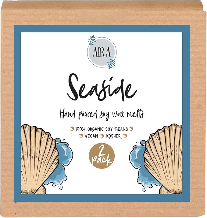 Aira Soy Wax Melt - Organic, Vegan, Kosher, Scented Soy Wax Cubes w/Essential Oils - No Chemical 100% Soy Tarts for Electric/Tealight Melters - Hand-Poured Soy Wax Melts - Tropical Seaside - 2 Pack