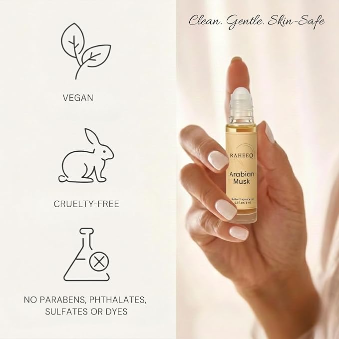 Arabian Musk Perfume Oil Roll-On – Long Lasting Sweet White Musk & Vanilla with Citrus Opening, Concentrated Alcohol Free Arabic Attar, Premium Unisex Fragrance, 6 ml (0.2 fl oz)