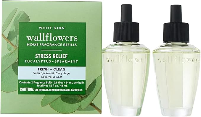 Bath & Body Works Wallflowers Refills, Eucalyptus Spearmint Scent, Plug-In Air Freshener Refills for Bedrooms, Bathrooms & Living Spaces, 2 Pack