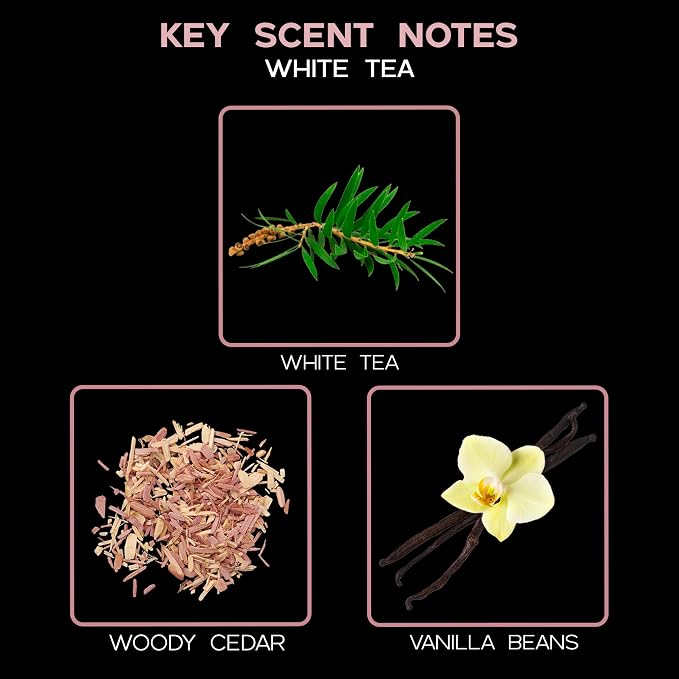 Reed Diffuser Set, White Tea Scented Oil Diffuser with Sticks, Home Fragrance Accessories for Bathroom Shelf Decor, Aroma Diffusers for Home or Office Desk, USA Made