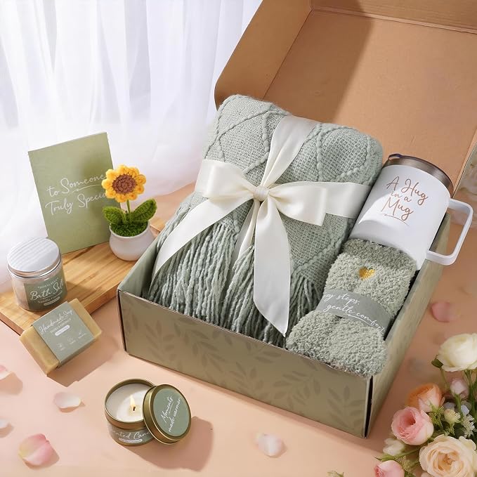 Get Well Gifts for Women After Surgery, Sending Sunshine Relaxing Gift Baskets for Mom Women Her Best Friend Wife Daughter Birthday Gifts Self Care Kit, Get Well Soon Spa Basket Care Package