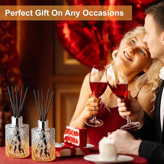4 Set Empty Reed Diffuser Bottle Set with Stick, 150ml Refillable Patterned Glass Vase with Black Rattan Reed & Cap for DIY Essential Oil, Home Fragrance, Bulk,Silver