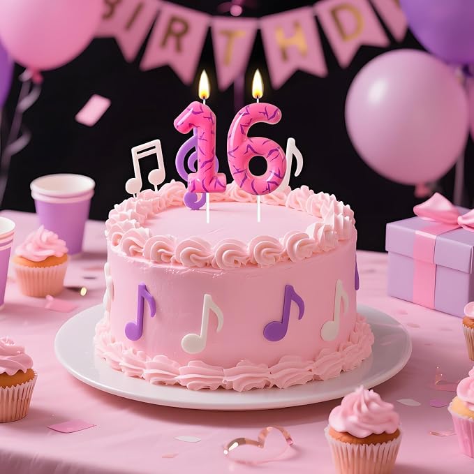Number 6 Birthday Candle for Cake – Pink Gradient Number Candle with Mystic Rune Pattern, Decorative Cake Topper for Anniversary & Celebration