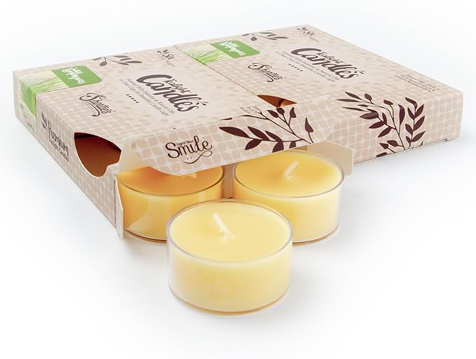 Wild Lemongrass Premium Tealight Candles Multi Pack - 12 Yellow Highly Scented Tea Lights - Beautiful Candlelight - Made in the USA - Fresh & Clean Collection