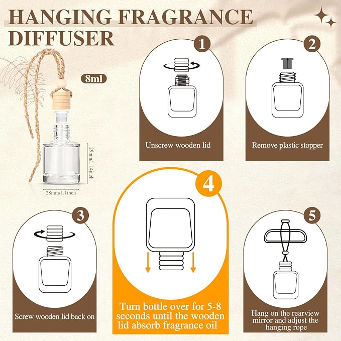 AROIC Car Air Freshener for Women, 6 Pack Air Freshener Diffuser, Mothers Day Gift for Mom, Hanging Essential Oil Air Freshener Diffuser Odor Eliminator, Cute Car Interior Decor Car Scents Accessories