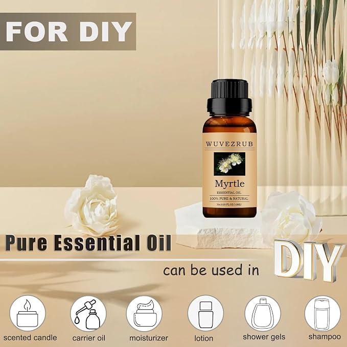 Myrtle Essential Oils 10ML, 100% Pure and Natural Essential Oil for Aromatherapy Diffuser - 0.33 Fl Oz/Myrtle