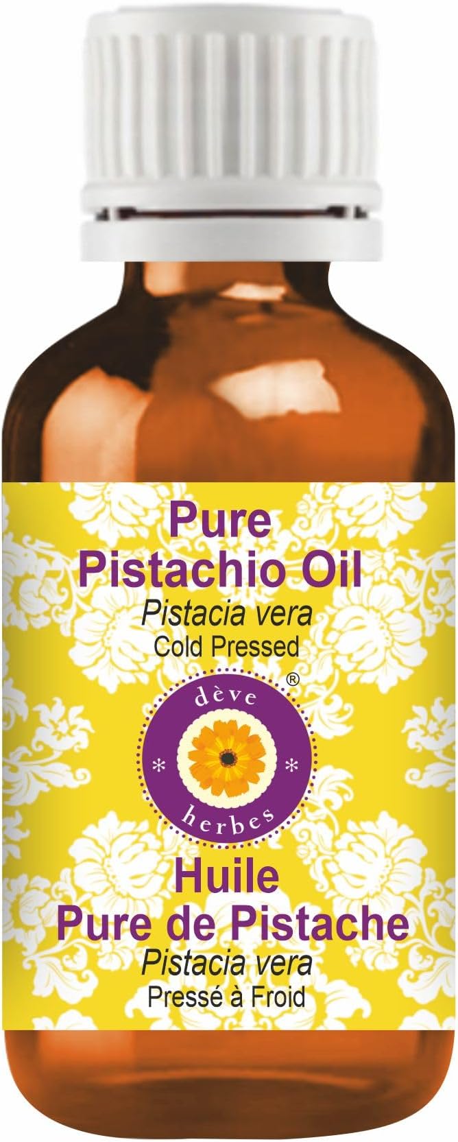 Deve Herbes Pistachio Oil (Pistacia Vera) | Cold Pressed | Pure | Natural | Undiluted | for Diluting Essential Oils | for Skin & Massage | Non-Sticky| Lightweight| Men & Women | 100ml (3.38 oz)