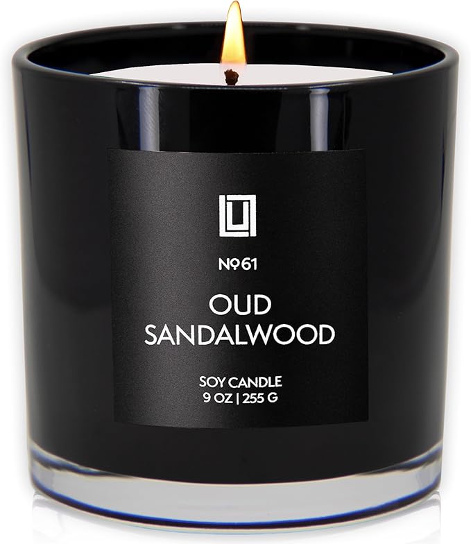 Lulu Candles | Oud Sandalwood | Smells Smokey & Woody | Luxury Scented Soy Jar Candle | Hand Poured in The USA | Highly Scented Long Lasting (9 Oz.)