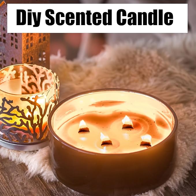 Nogeqi 150pcs Wooden Candle Wick for Candlemaking, Thicked Wooden Wicks Crackling Wood Wick Includes Metal Fasteners, Adhesive Dot for SoyWax, DIY Candle, Paraffin, Beeswax (50 Sets)