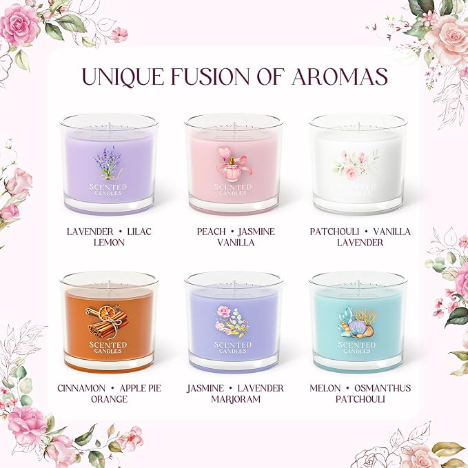 CHILLFLAME 50th Birthday Gifts for Women, Birthday Candle Gift Set for Her, 6 Scented Votive Candles, Candles Gifts for Women/Men (6 Color, 14 oz)