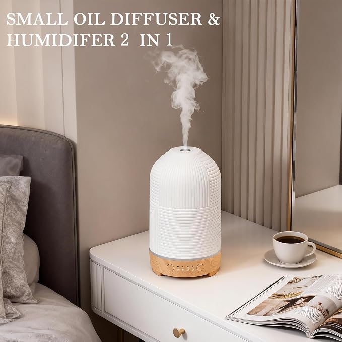 Essential Oil Diffuser 200ml Ceramic Aromatherapy Difusor with 9 Color,Auto Shut-Off Protection&Time Setting,Ultrasonic Oil Diffusers for Home,Bedroom,Office