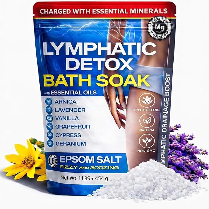 Bruizex Arnica Montana Bath Salts, Epsom Salt Bath Soak for Lymphatic Drainage & Body Detox, Magnesium Bath soak with Essential Oils, Bath Salts for Pain Relief, Swelling & Post Surgery -1 Lb