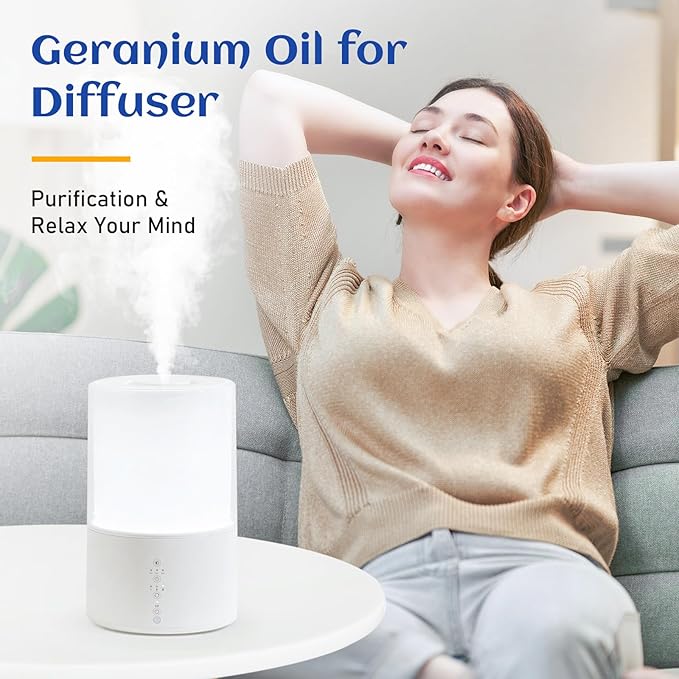 HIQILI 30ML Geranium Essential Oil， for Skin, Diffuser & Candle - 1.01 Fl.Oz