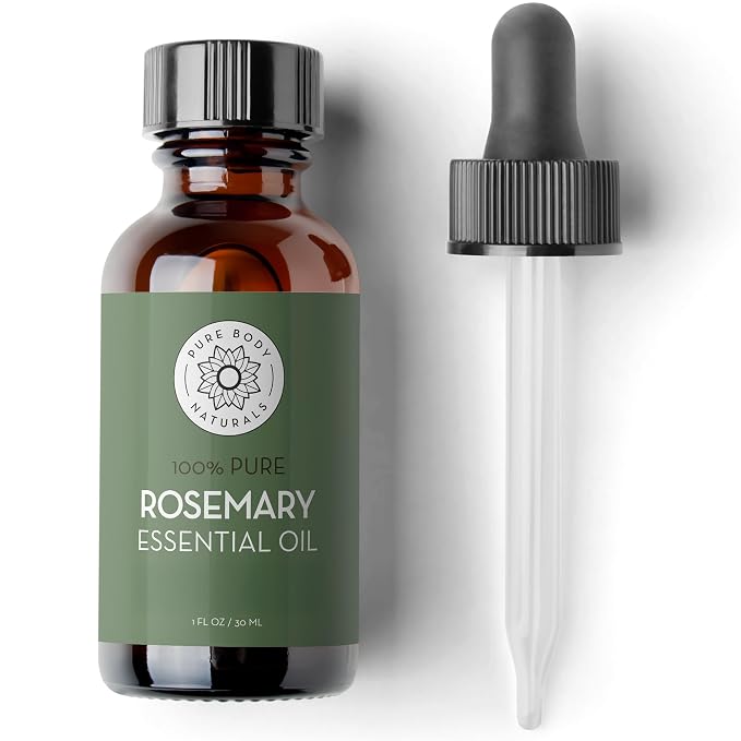 Pure Body Naturals - 100% Pure Rosemary Essential Oil, Steam-Distilled for Aromatherapy, Scalp Massage & DIY Blends, 1 Fl Oz