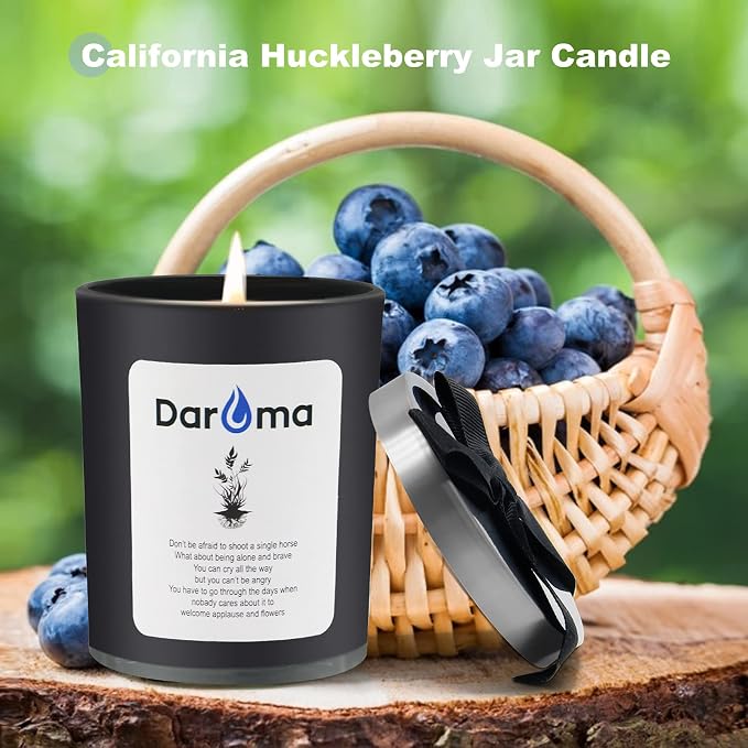 Scented Jar Candle, Daroma Aromatherapy Candle With 100% Natural Soy Wax and Essential Oil, Long Burning Candle, Relaxing for Bath,Yoga,Work,Holiday Gifts for Birthday,Christmas,California Huckleberry