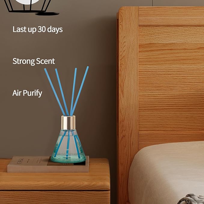 Australian Grapefruit Reed Diffuser with 8 Blue Fiber Sticks,100ml Scent Diffuser for Bedroom Bathroom Living Room,Last Up 30 Days