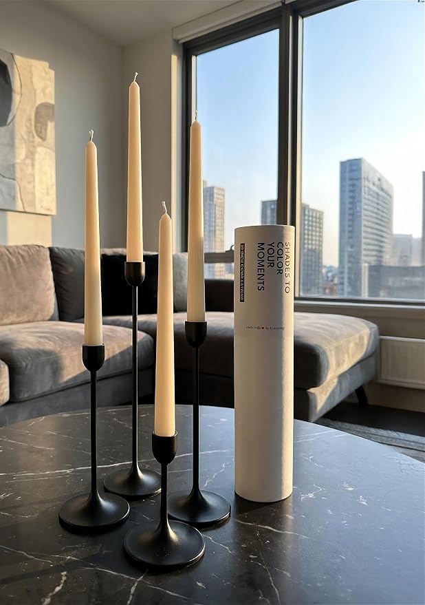 6 PK 10" Classic Taper Candles, Ivory, 7-8 Hours Long Burning, Unscented Tall Candlesticks