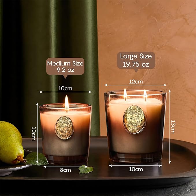 M&SENSE Large Two-Wick Soy Candle | Mahogany Sandalwood & Black Brown | 19.8 oz, 120H Burn Time | Luxury Scented Candle for Relaxation, Gifting, Home Décor | Ideal for Bedroom, Office, Party Ambiance