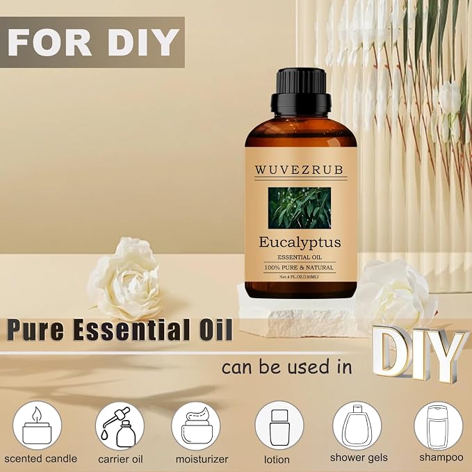 Eucalyptus Essential Oil - 120ML, 100% Pure and Natural for Aromatherapy Diffuser - 4 Fl Oz