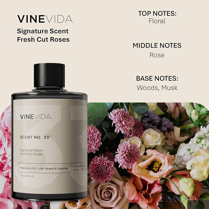 VINEVIDA [16oz] Fresh Cut Roses Fragrance Oil - Made in USA Scents for Candle & Soap Making