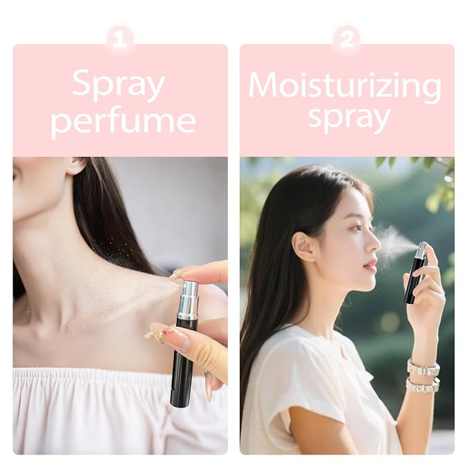 2 Pack Refillable Mini Perfume Atomizer Bottle，Portable Separate Bottles，Travel and Outings Spray Boxes Dispensers 5ml/0.2oz (Silvery)