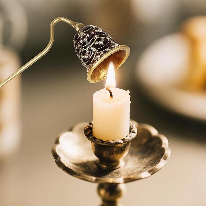 Elegant Royal-Style Candle Snuffer with Pearl Inlay, Candlesnuffers Wick Snuffer Candle Accessory for Putting Out Extinguish Candle (Coffee)