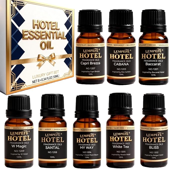 Hotel Diffuser Oil Discovery Kit - Buyers’ Best Picks - 10 mLX8, Hotel Fragrance Oil Gift Set - for Waterless Essential Oil Diffuser Inspired by Iconic 5-Star Hotels