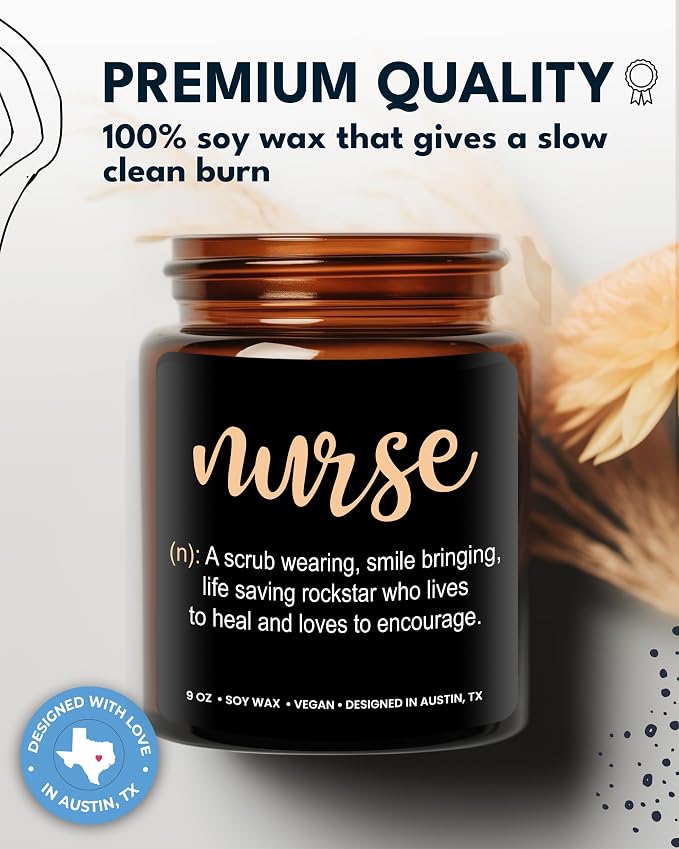 Nurse Candle, Nurse Gifts for Women & Men, Nurses Week Gifts, Graduation Present for RN Men, Thoughtful Presents for Nursing Practitioner, Nursing Practitioner Presents for Women, RN Birthday Gift