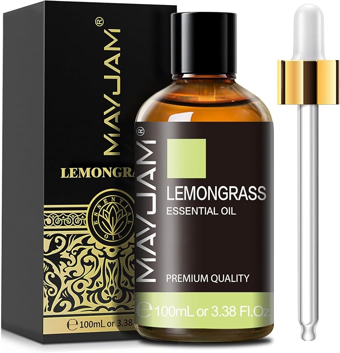 Lemongrass Essential Oil, 3.38fl.oz, MAYJAM Premium Essential Oils with Glass Dropper, Lemongrass Oil for Diffuser, Aromatherapy