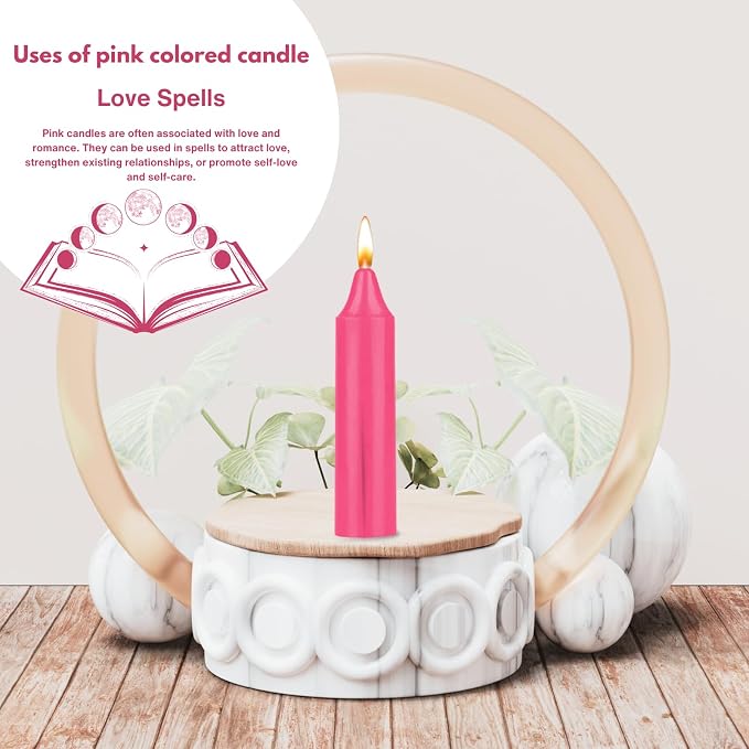 Box of 12 Pink Candles | 4 inches Dripless Paraffin Wax Candles | Witchcraft Supplies for Your Personal Wiccan Altar, Spells, Charms & Intentions | Witchy Room Decor | Taper Candlesticks